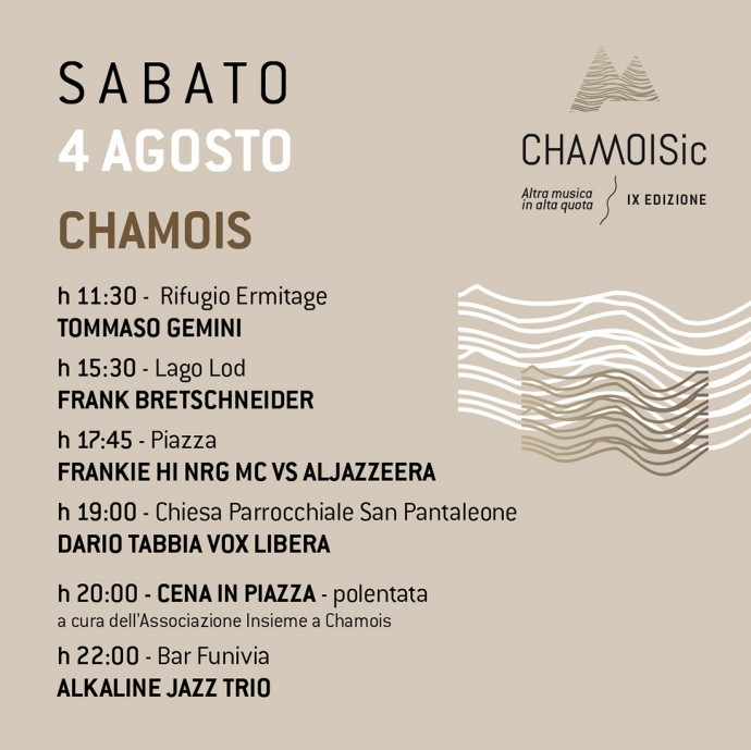 ChamoiSic: il gran finale della IX edizione dal 3 al 5 agosto a Chamois.
